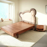 LUXORA 135/150cm Wood Bear Soft Frame Bed Children's Teddy with Bedhead Solid Backrest