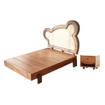 LUXORA 135/150cm Wood Bear Soft Frame Bed Children's Teddy with Bedhead Solid Backrest