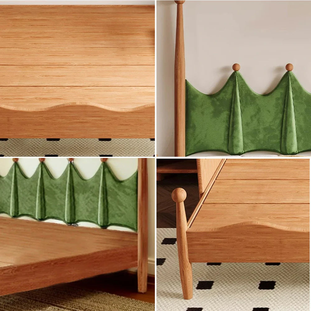 LUXORA 120/135/150/180cm Wood Solid Green Grass Children'S Bed