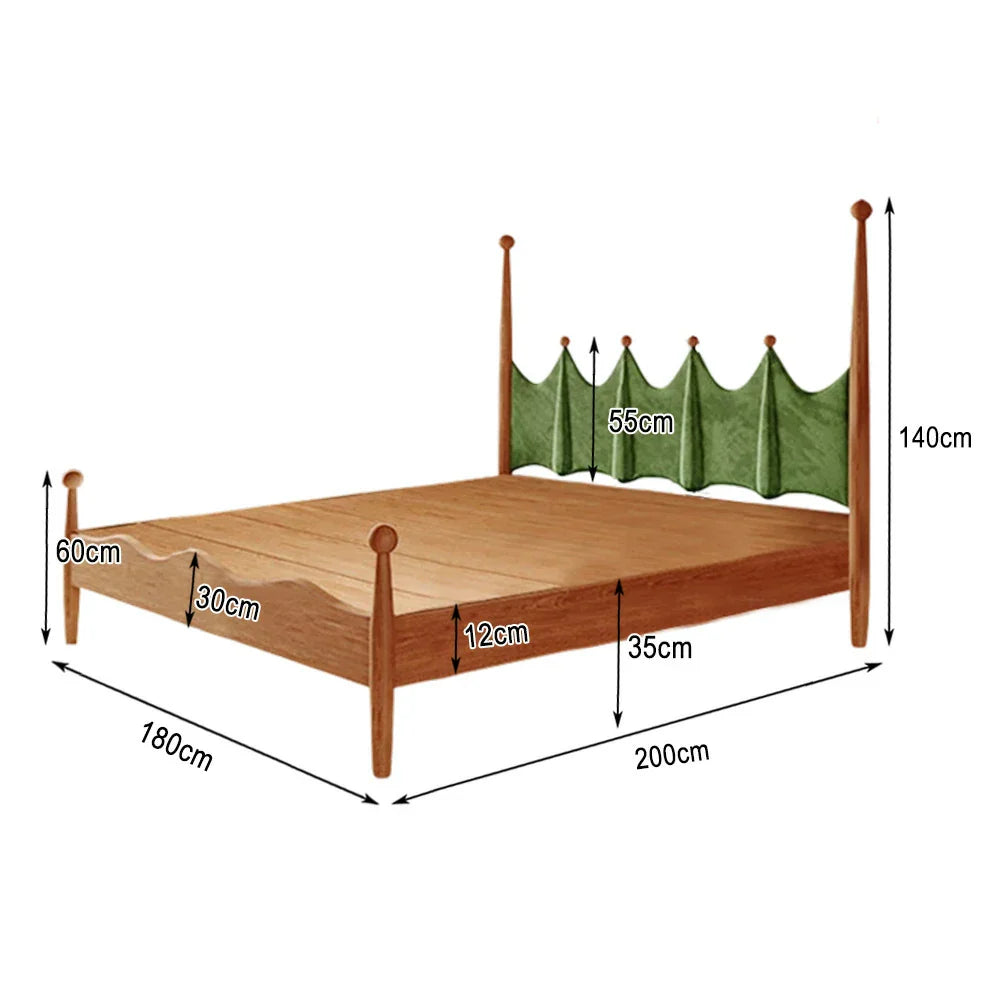 LUXORA 120/135/150/180cm Wood Solid Green Grass Children'S Bed