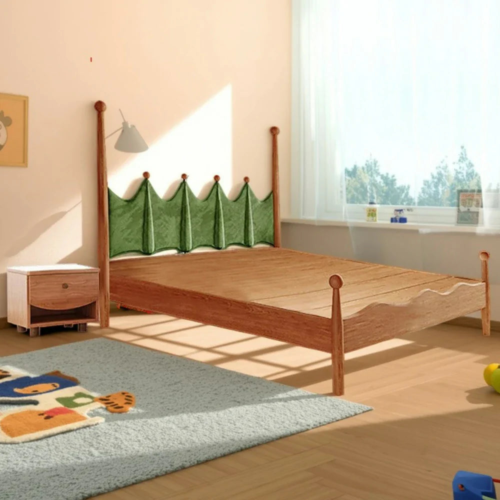 LUXORA 120/135/150/180cm Wood Solid Green Grass Children'S Bed