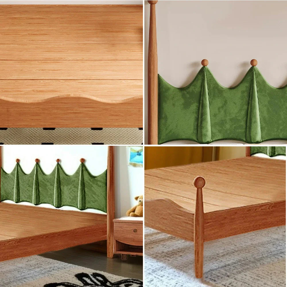 LUXORA 120/135/150/180cm Wood Solid Green Grass Children'S Bed