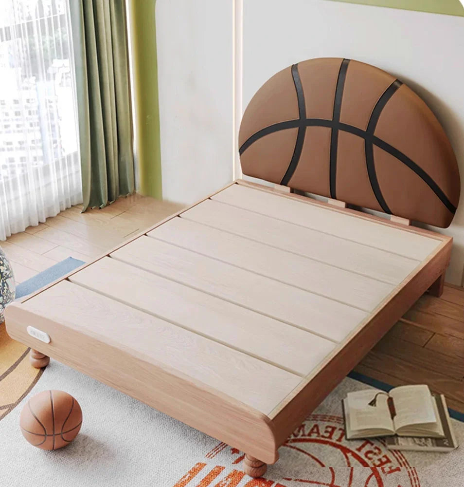 LUXORA 120/135/150/180cm Frame Children'S Solid Basketball Wood Bed