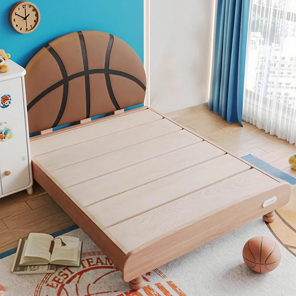 LUXORA 120/135/150/180cm Frame Children'S Solid Basketball Wood Bed