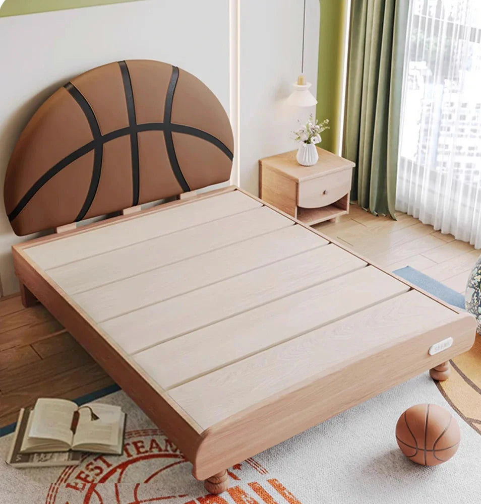 LUXORA 120/135/150/180cm Frame Children'S Solid Basketball Wood Bed