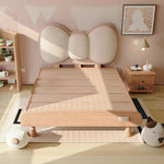 LUXORA 120/135cm Solid Soft Wood Headboard and Bow Children's Frame Bed with Backrest