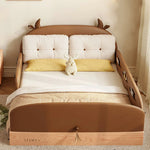 LUXORA 100/120/135/150/180cm with Cow Ear Wood Children'S Three Bed Headboard Solid and Side Guardrails