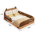 LUXORA 100/120/135/150/180cm with Cow Ear Wood Children'S Three Bed Headboard Solid and Side Guardrails