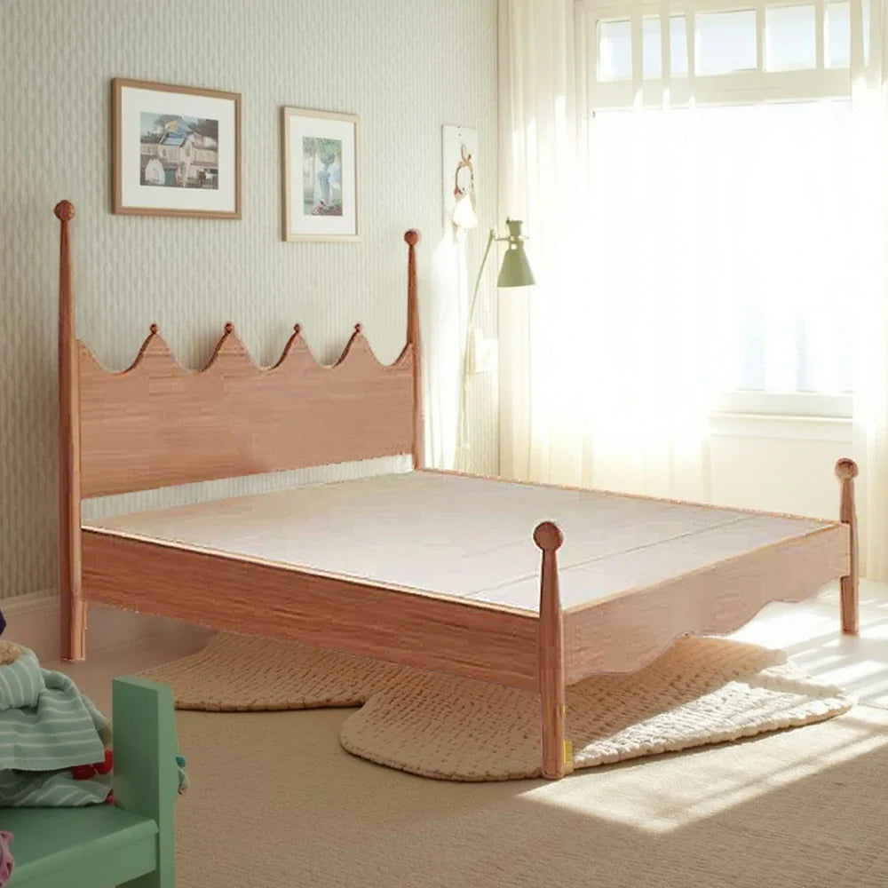 LUXORA 120/135/150/180cm with Children's Bed Wood Solid Shaped Crown Headboard