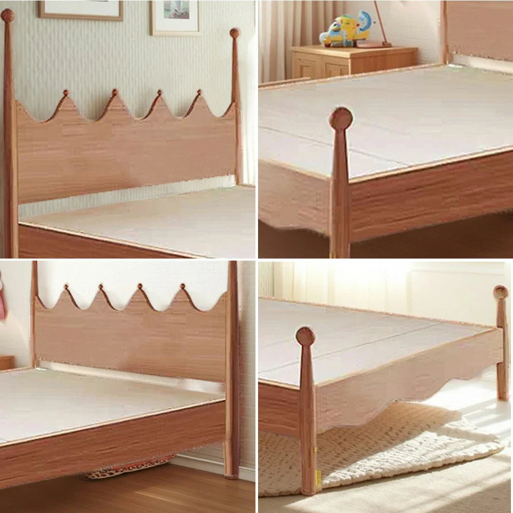 LUXORA 120/135/150/180cm with Children's Bed Wood Solid Shaped Crown Headboard