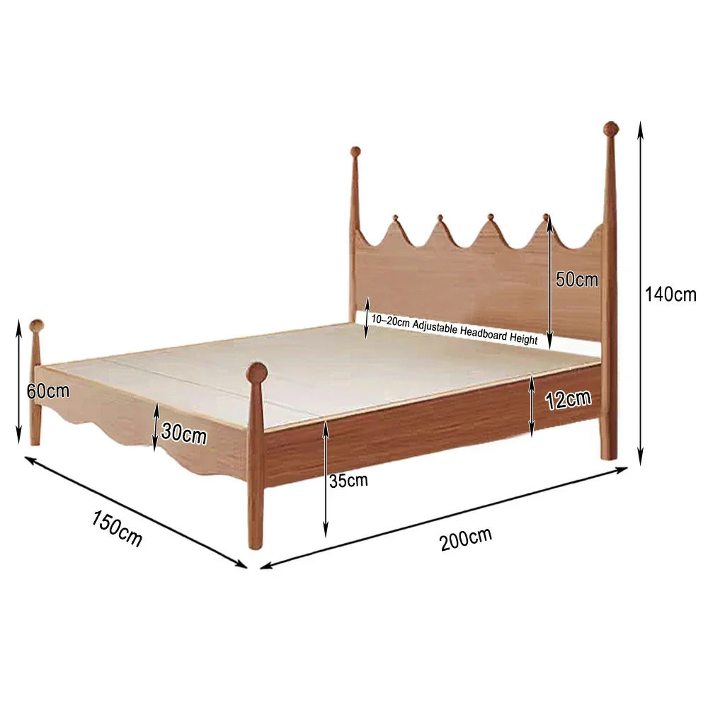 LUXORA 120/135/150/180cm with Children's Bed Wood Solid Shaped Crown Headboard
