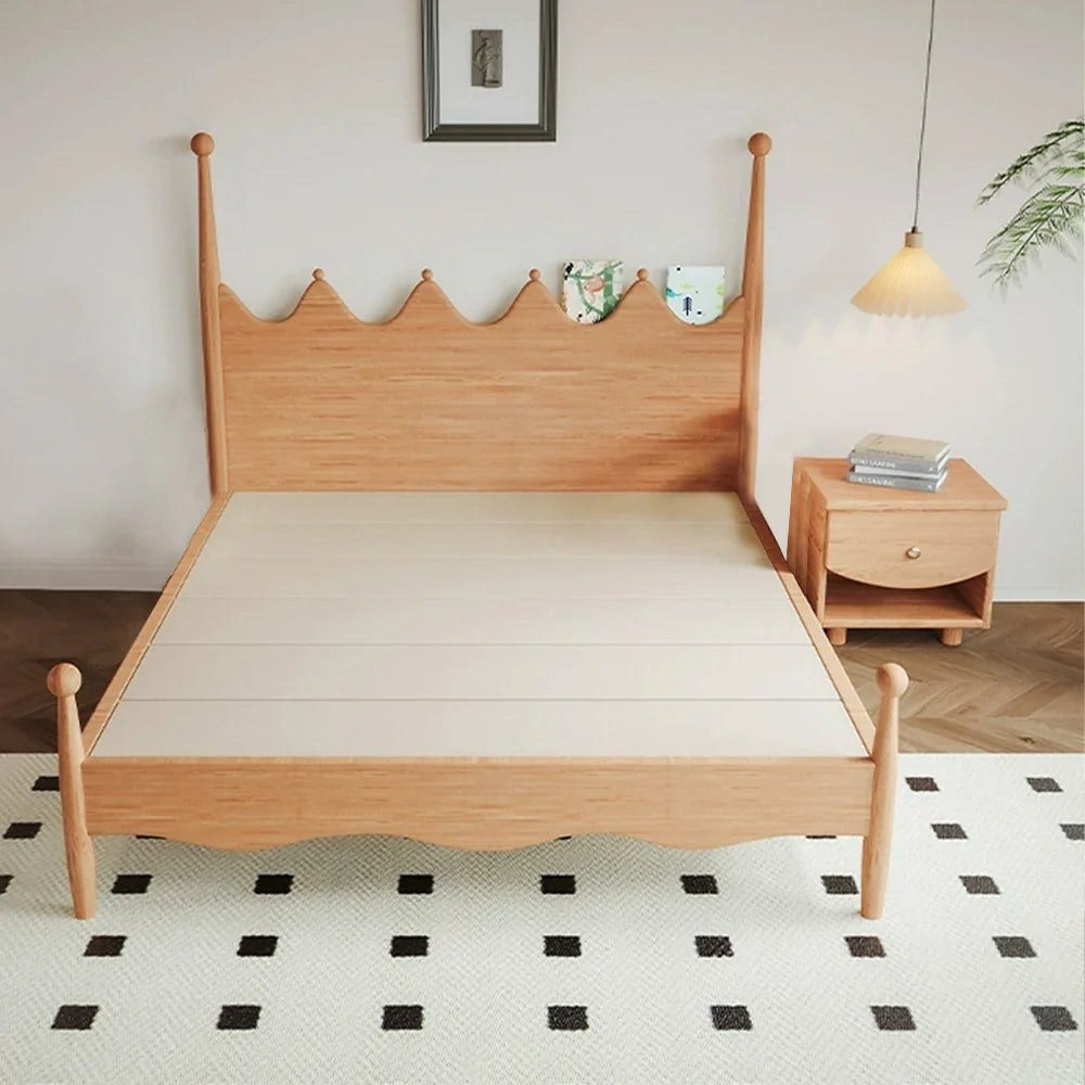 LUXORA 120/135/150/180cm with Children's Bed Wood Solid Shaped Crown Headboard