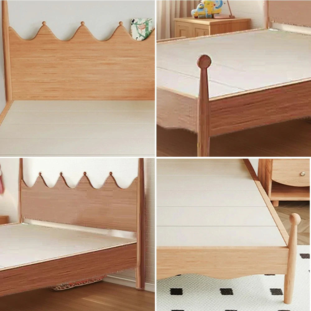 LUXORA 120/135/150/180cm with Children's Bed Wood Solid Shaped Crown Headboard