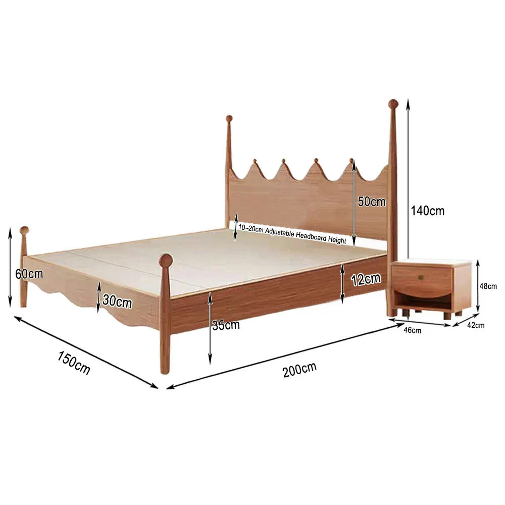 LUXORA 120/135/150/180cm with Children's Bed Wood Solid Shaped Crown Headboard