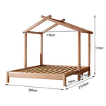 LUXORA 180/200cm Convertible Frame Bed, Space-Saving Children's with Kids Slide Function Pulling House Bed Out Wooden Design