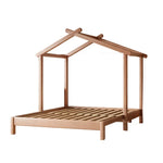 LUXORA 180/200cm Convertible Frame Bed, Space-Saving Children's with Kids Slide Function Pulling House Bed Out Wooden Design
