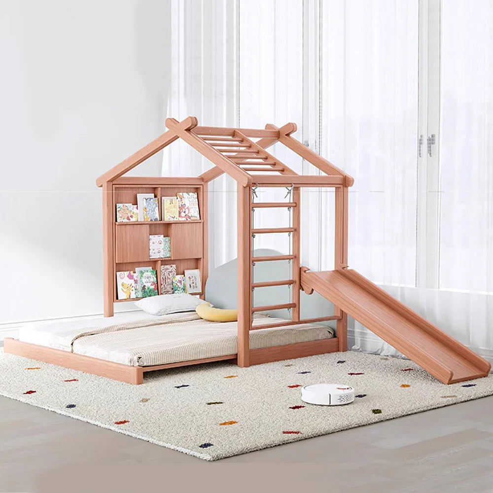 LUXORA 180/200cm Book Play Kids Wall with System Climbing Frame, Bed House Function Slide-Out Wooden 3-in-1 Picture Slide