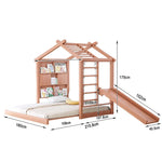 LUXORA 180/200cm Book Play Kids Wall with System Climbing Frame, Bed House Function Slide-Out Wooden 3-in-1 Picture Slide