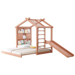 LUXORA 180/200cm Book Play Kids Wall with System Climbing Frame, Bed House Function Slide-Out Wooden 3-in-1 Picture Slide