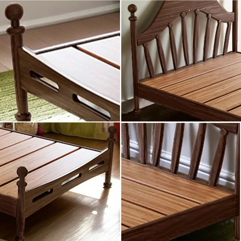 LUXORA 120/135/150/180cm Solid Harp Wood Children's Bed with Headboard