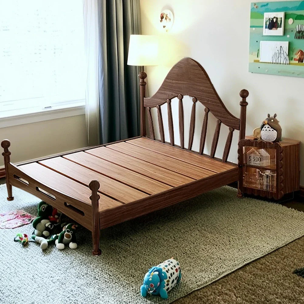 LUXORA 120/135/150/180cm Solid Harp Wood Children's Bed with Headboard