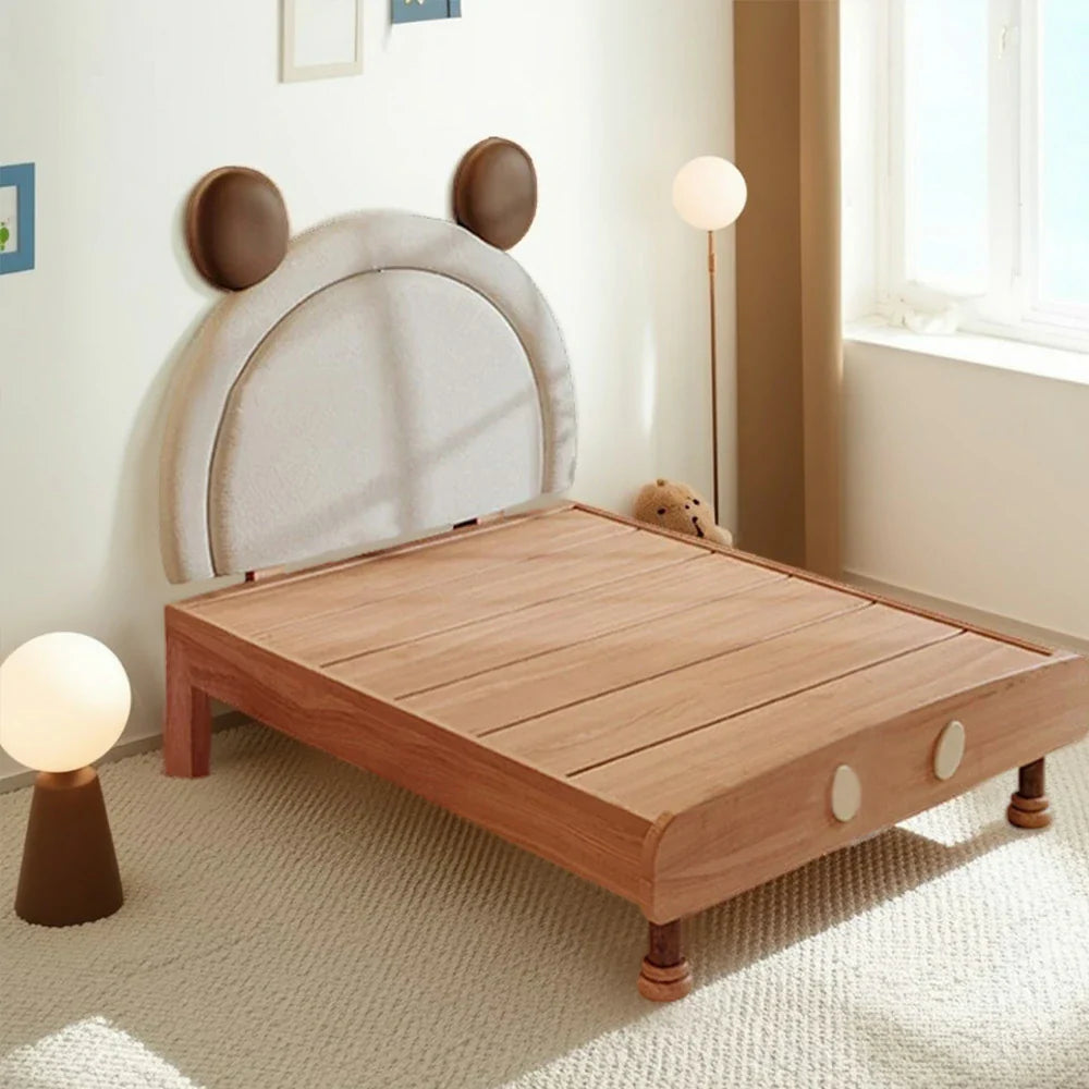 LUXORA 120/135/150/180cm Wood Bed Frame Solid Soft Mouse Children's With Bedhead Backrest