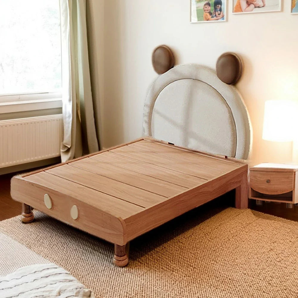LUXORA 120/135/150/180cm Wood Bed Frame Solid Soft Mouse Children's With Bedhead Backrest