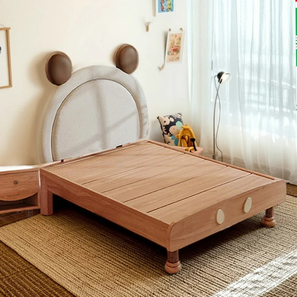 LUXORA 120/135/150/180cm Wood Bed Frame Solid Soft Mouse Children's With Bedhead Backrest
