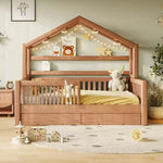LUXORA 120/135/150cm Treehouse Bed Frame With Solid Wood Children'S Guardrail