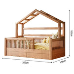 LUXORA 120/135/150cm Treehouse Bed Frame With Solid Wood Children'S Guardrail