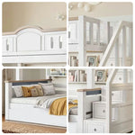 LUXORA CR with Staircase Kids' with Water-Based Solid Cherry Bed Eco-Friendly 120/135/150/160/180cm Bunk Wood Bed Storage Wood Paint