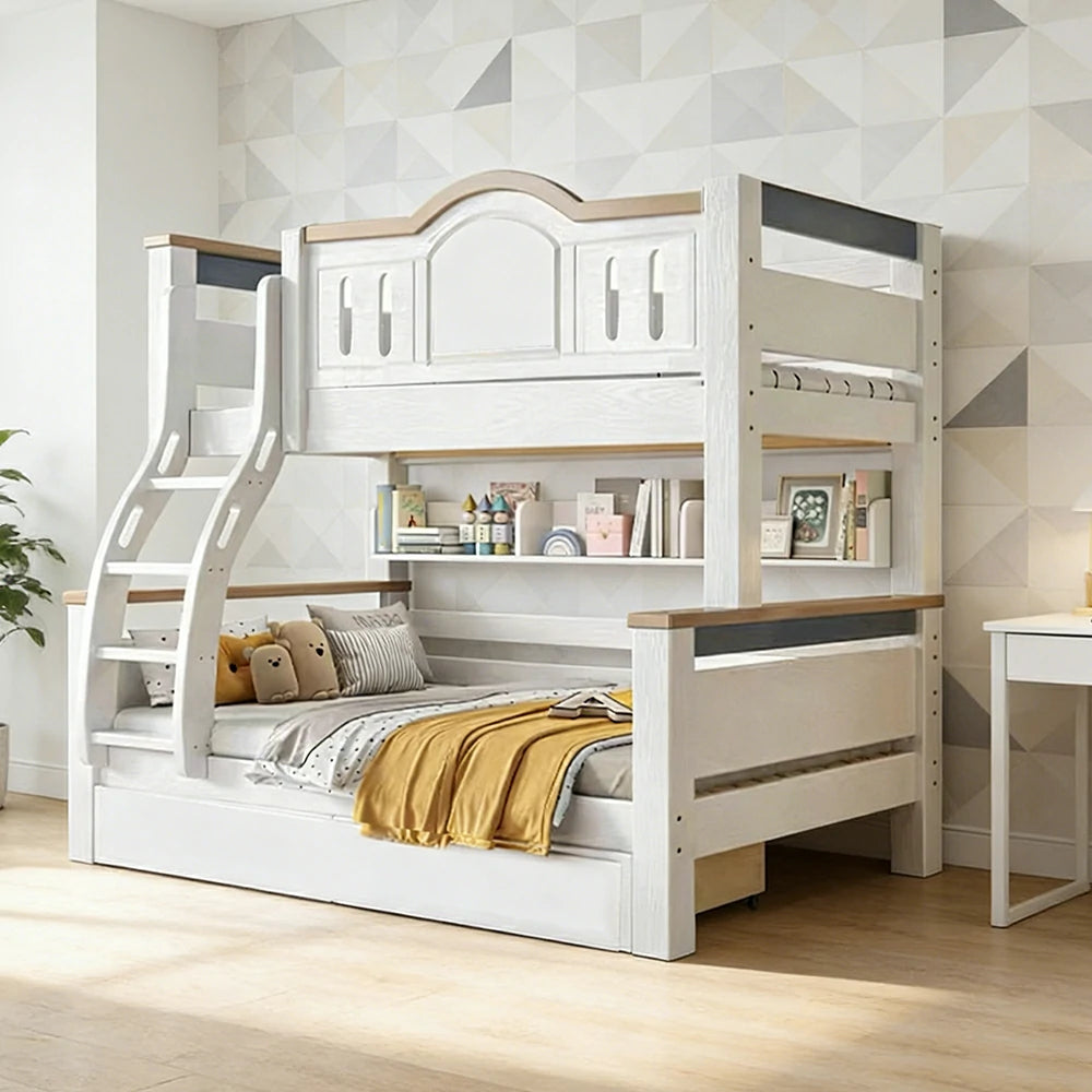 LUXORA ER Ladder Children's 120/135/150/160/180cm Bed Wood Solid Bed Bunk Water-Based Straight Eco-Friendly with Cherry Paint