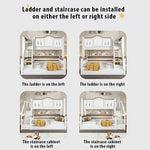 LUXORA CR with Staircase Kids' with Water-Based Solid Cherry Bed Eco-Friendly 120/135/150/160/180cm Bunk Wood Bed Storage Wood Paint