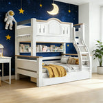 LUXORA ER Ladder Children's 120/135/150/160/180cm Bed Wood Solid Bed Bunk Water-Based Straight Eco-Friendly with Cherry Paint