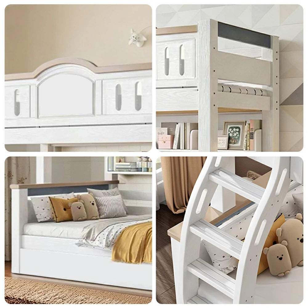 LUXORA ER Ladder Children's 120/135/150/160/180cm Bed Wood Solid Bed Bunk Water-Based Straight Eco-Friendly with Cherry Paint