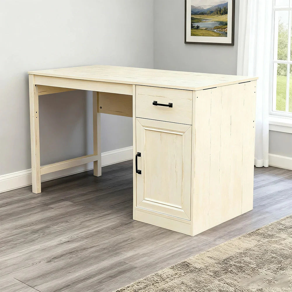 LIVARA 106 Home Writing and Design, Storage, Drawer Furniture Coastal Desk, Style, Reversible Farmhouse Cabinet Office Detachable - Beige