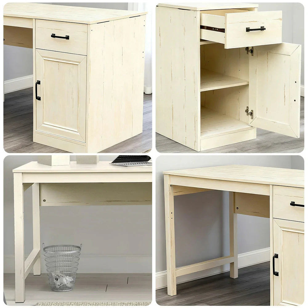 LIVARA 106 Home Writing and Design, Storage, Drawer Furniture Coastal Desk, Style, Reversible Farmhouse Cabinet Office Detachable - Beige