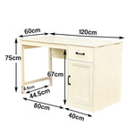 LIVARA 106 Home Writing and Design, Storage, Drawer Furniture Coastal Desk, Style, Reversible Farmhouse Cabinet Office Detachable - Beige