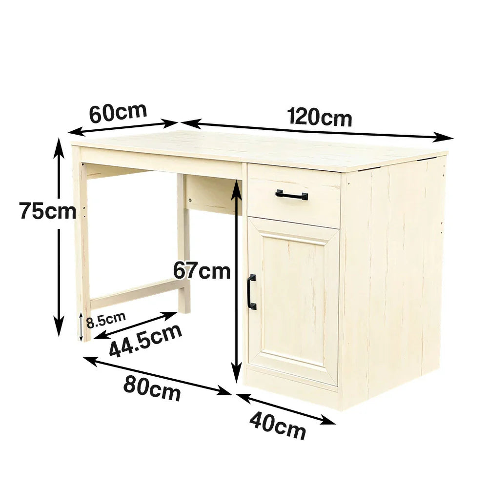 LIVARA 106 Home Writing and Design, Storage, Drawer Furniture Coastal Desk, Style, Reversible Farmhouse Cabinet Office Detachable - Beige