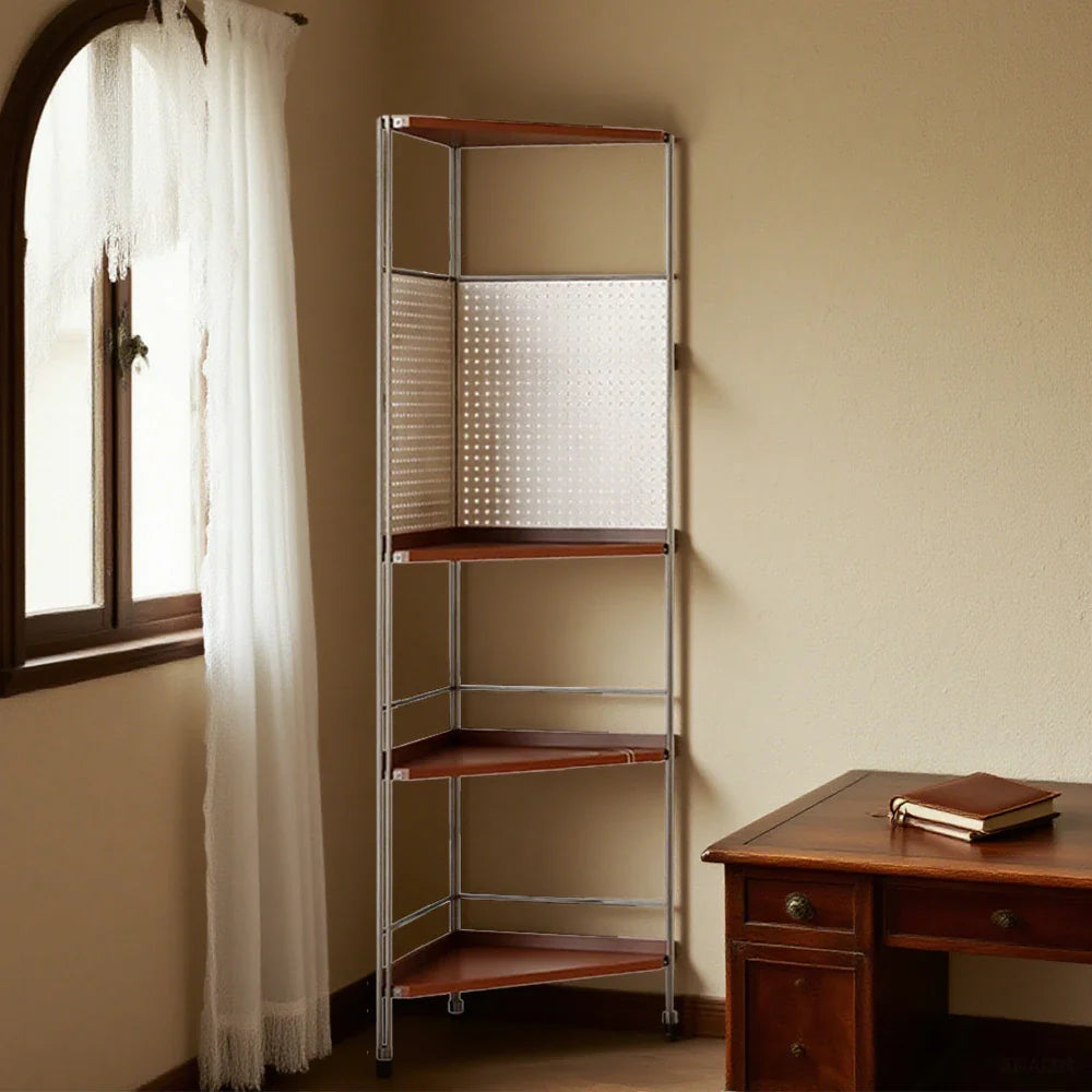 LIVARA 1120B Compact Rack Corner Wood Eco-friendly Bookshelf, Storage Rubberwood, Five-Tier Solid - Design