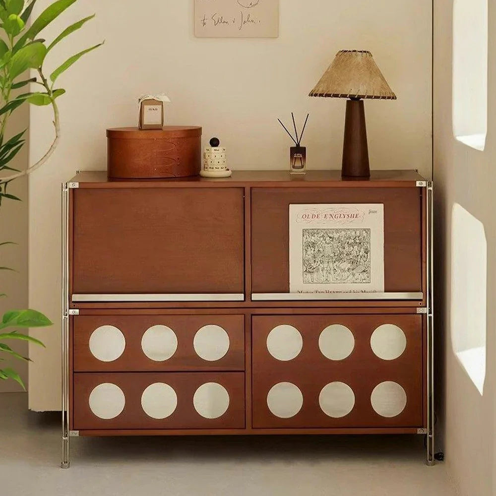 LIVARA 1152 Doors Press-to-Open - Corner Wood Storage Flip-Up Solid Cabinet, Drawers Wood