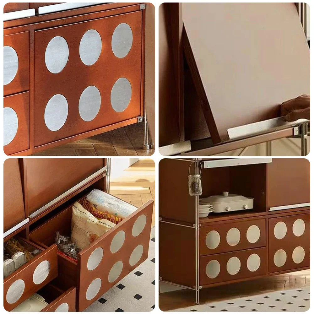 LIVARA 1152 Doors Press-to-Open - Corner Wood Storage Flip-Up Solid Cabinet, Drawers Wood