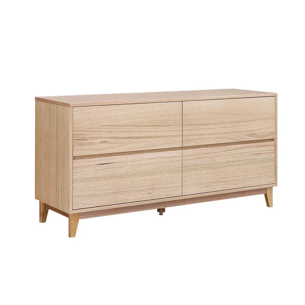 LIVARA 438 Drawers, Veneer, Natural Oak Drawers, Tasmanian of Low-Profile Scandinavian Chest Design, Maeve Style, Modern Four Finish