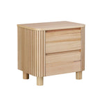 LIVARA 439 Design Table, Premium Detailing, Natural Bedside Ash Modern Minimalist - Grooved 2-Drawer Veneer, Finish