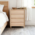 LIVARA 440 Ash Detailing, Grooved Minimalist Modern Veneer, Tallboy, Structure - Premium Durable 4-Drawer Design, Natural Finish