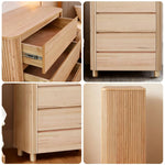 LIVARA 440 Ash Detailing, Grooved Minimalist Modern Veneer, Tallboy, Structure - Premium Durable 4-Drawer Design, Natural Finish