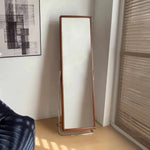 LIVARA 8803 Mirror Full-Length and - Solid Glass, Wood Cabinet, Design Ultra-Clear Legs, Functional Wood Stainless Storage Steel White