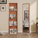 LIVARA 8803 Mirror Full-Length and - Solid Glass, Wood Cabinet, Design Ultra-Clear Legs, Functional Wood Stainless Storage Steel White