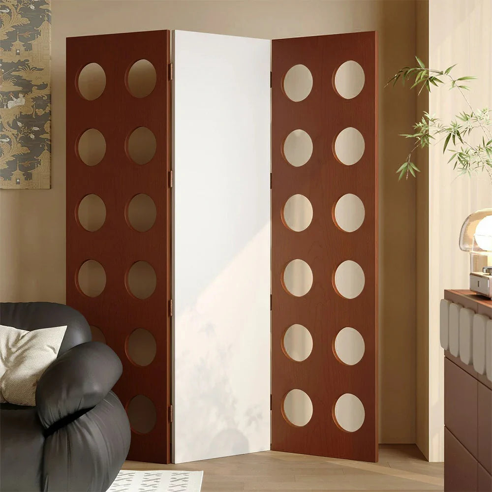 LIVARA 8810 Eco-Friendly Finish, Solid Design, Wood Room Space-Saving Foldable - Cherry 180-degree Wood and Divider, Folding Smooth Veneer, White