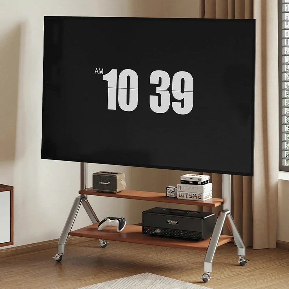 LIVARA 8811 Design Frame Stand, Unit, Pegboard - Casters, TV Wooden Flexible Stainless Steel Adjustable Wood